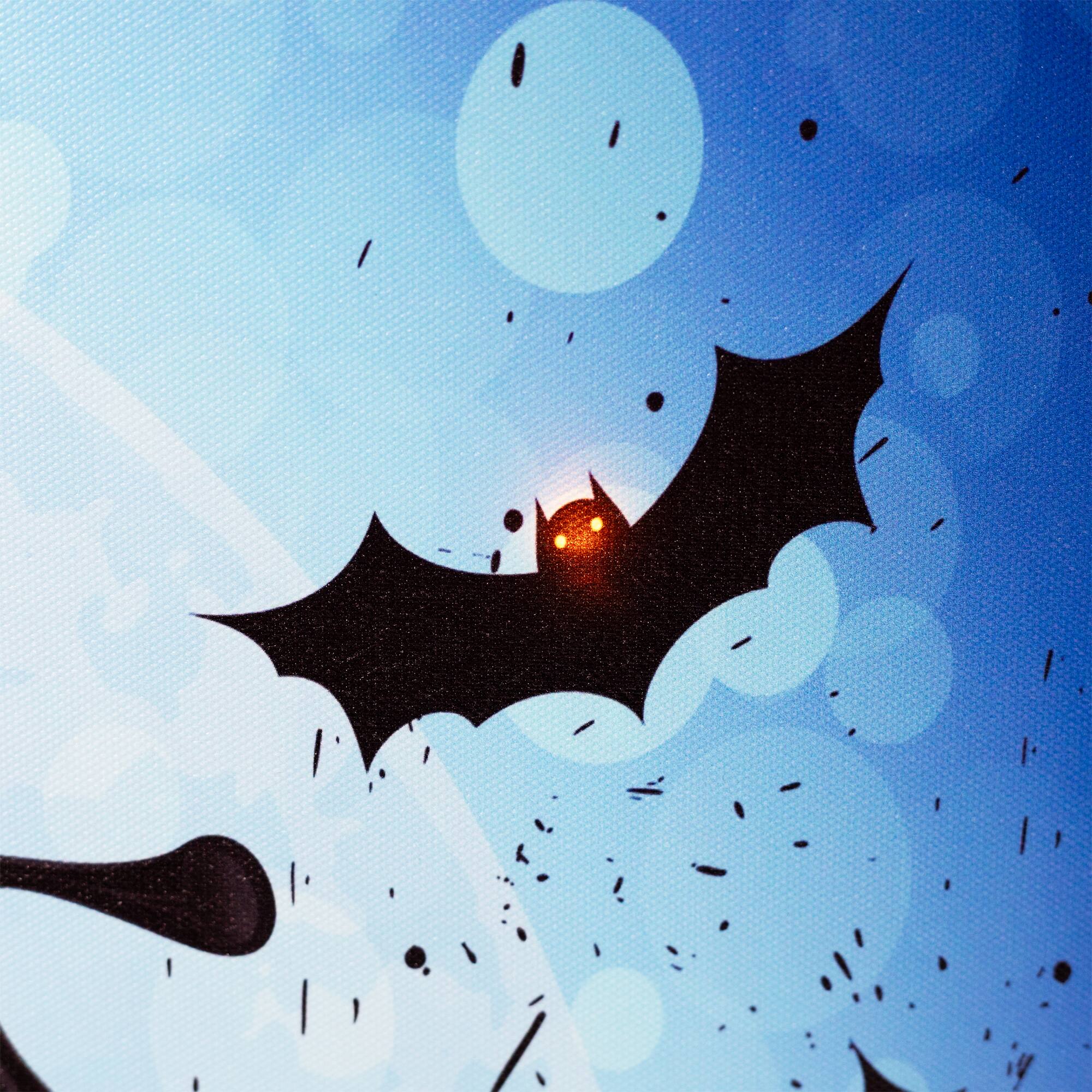 LED Lighted Jack-O-Lanterns & Bats Halloween Canvas Wall Art